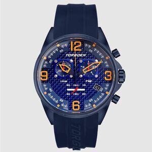 New Torgoen TN-1120 T18 Carbon Fiber 45mm Blue Silicone Strap Watch